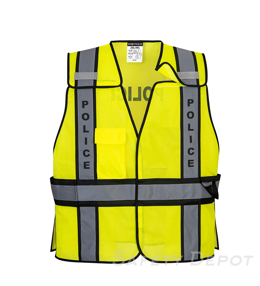 Police hi vis Safety Vest Yellow/Black with Mic tabs